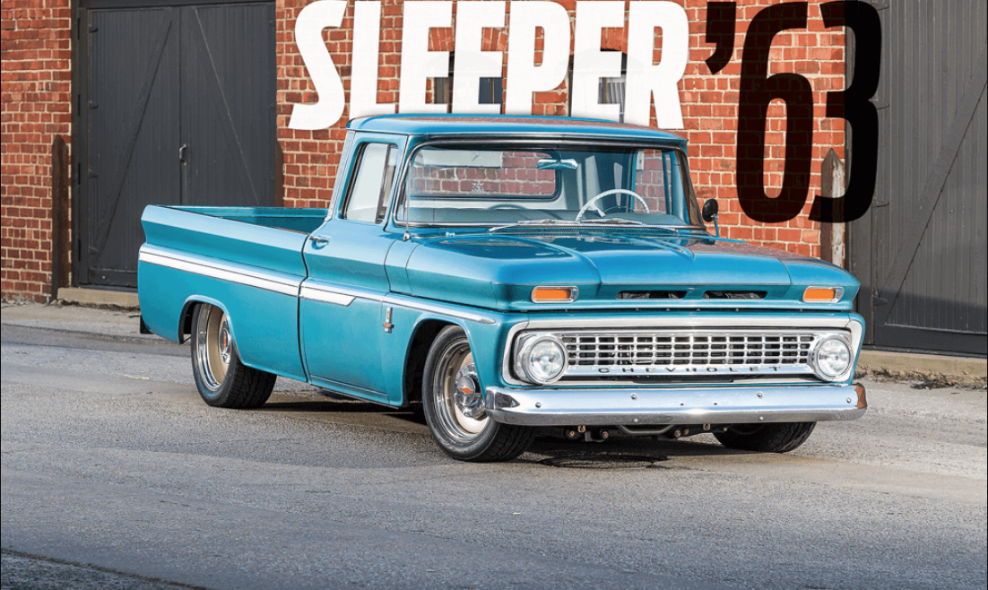A relevant stock photo of 1963 chevy truck custom in a typical setting.