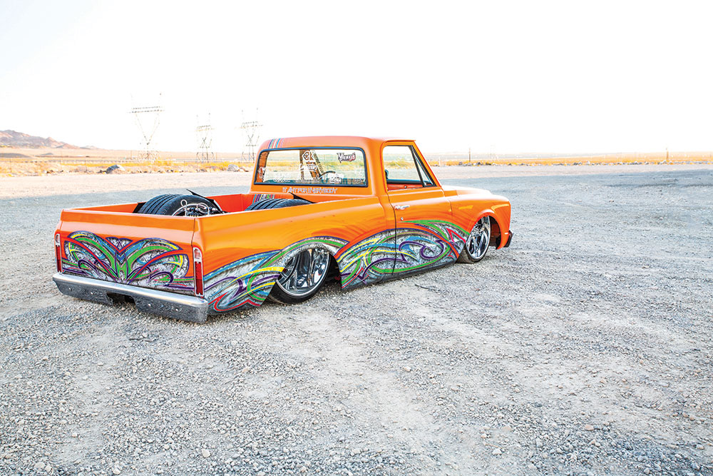 A relevant stock photo of 1969 chevy truck custom in a typical setting.