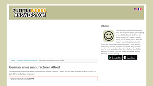 German arms manufacturer Alfred - 7LittleWordsAnswers.com - german arms manufacturer alfred crossword