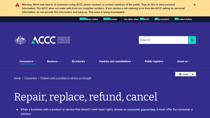 Repair, replace, refund, cancel | ACCC - Australian Competition and ... - australia manufacturer