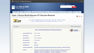 Class 1 Device Recall Dexcom G7 Glucose Receiver - dexcom manufacturer