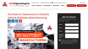 Cleanrooms for EV Battery Production - ACH Engineering - lithium ion car battery factory