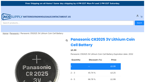 Panasonic CR2025 3V Lithium Coin Cell Battery - ACO Supply - cr2025 bulk