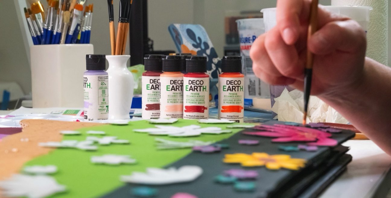 A relevant stock photo of acrylic paint manufacturer in a typical setting.