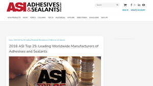 2016 Top 25 Manufacturers of Adhesives and Sealants | Adhesives ... - adhesive field manufacturer