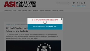 2022 ASI Top 20: Leading Global Manufacturers of ... - Adhesives Mag - adhesive glue manufacturer