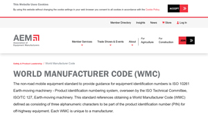 World Manufacturer Code - AEM | Association of Equipment Manufacturers - manufacturer code