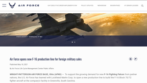 Air Force opens new F-16 production line for foreign military sales - f16 manufacturer