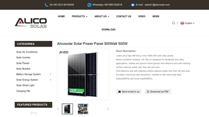 Alicosolar Solar Power Panel 500Watt 500W - 500w solar panel factory