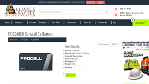 PC1604BKD Duracell 9V Battery - Alliance Safety Inc. - duracell 9v battery bulk