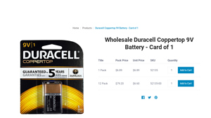 All Travel Sizes: Wholesale Duracell Coppertop 9V Battery - Card of 1 - duracell 9v battery bulk