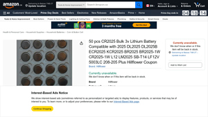 50 pcs CR2025 Bulk 3v Lithium Battery Compatible with 2025 ... - cr2025 bulk