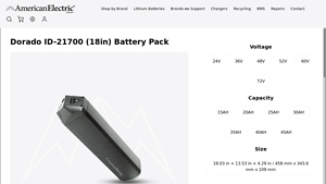 Dorado ID-21700 (18in) Battery Pack - AmericanElectric® - 21700 battery bulk