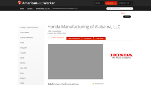 Honda Manufacturing of Alabama, LLC | 1800 Honda Drive Lincoln, AL 35096 - honda manufacturer location