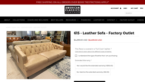 615 - Leather Sofa - Factory Outlet - American Classics Leather - orange sofa factory