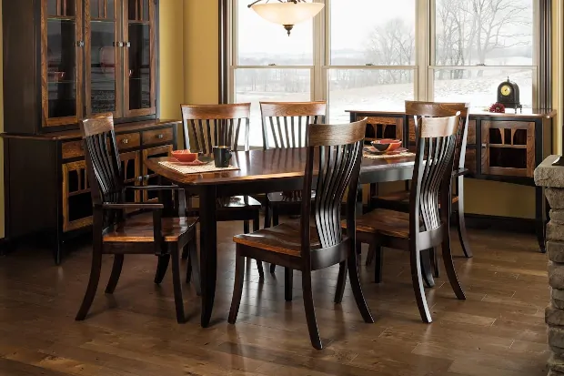 A relevant stock photo of amish furniture custom in a typical setting.