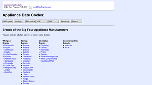 Major Appliance Manufacture's Date Codes - wfw9250ww01 whirlpool washer manufacturer date