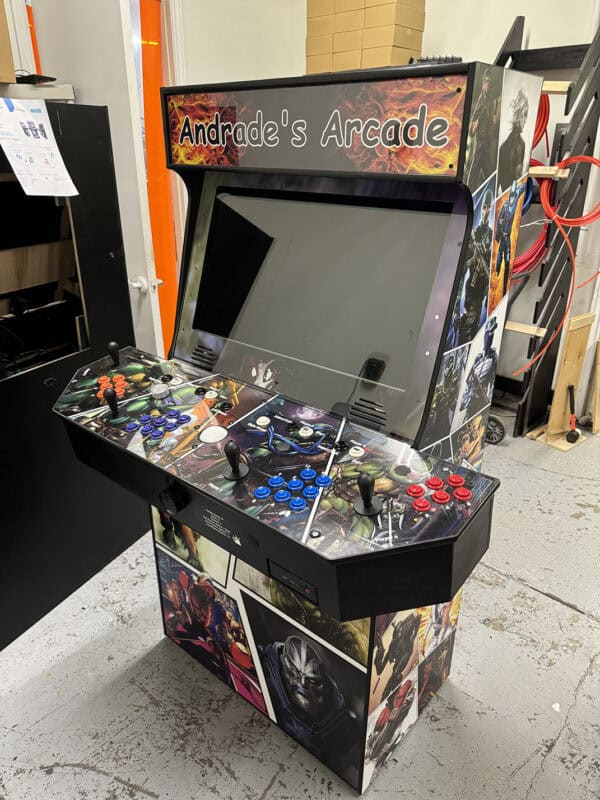 A relevant stock photo of arcade cabinet custom in a typical setting.