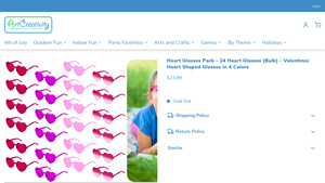 24 Heart Glasses (Bulk) - Valentines Heart Shaped - ArtCreativity - heart shaped sunglasses bulk