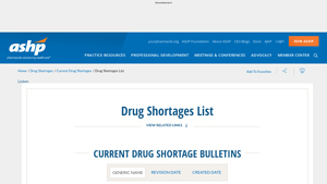 Drug Shortages List - ASHP - prazosin manufacturer discontinued
