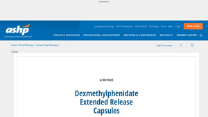 Drug Shortage Detail: Dexmethylphenidate Extended Release Capsules - ASHP - lannett drug manufacturer