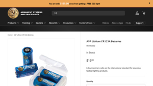 ASP Lithium CR123A Batteries - 123 battery bulk