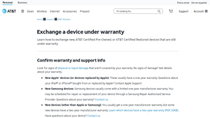 Exchange a Device Under Warranty - AT&T Wireless Customer Support - samsung manufacturer warranty phone number