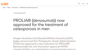PROLIA® (denosumab) now approved for the treatment of ... - GSK - prolia manufacturer