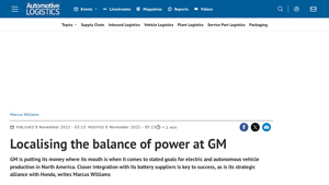 Localising the balance of power at GM | Feature - Automotive Logistics - gm ev factory