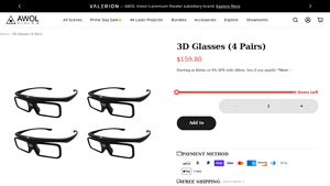 3D Glasses (4 Pairs) - AWOL Vision - 3d glasses bulk