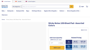 Wholesale Sticky Notes - Assorted Colors | Case of 100 - Bags In Bulk - sticky notes bulk