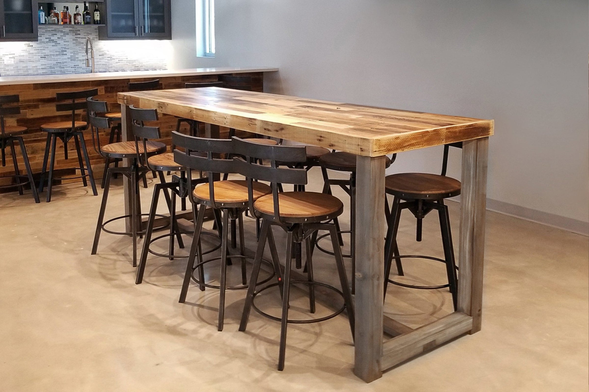 A relevant stock photo of bar table custom in a typical setting.