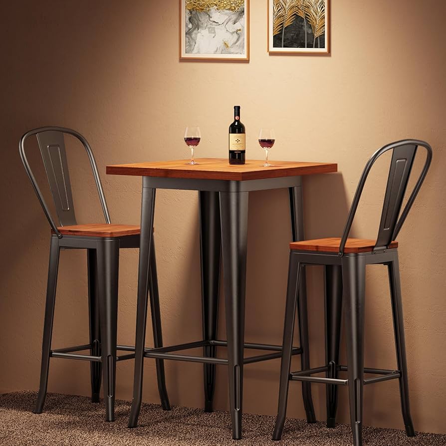 A relevant stock photo of bar table set china in a typical setting.