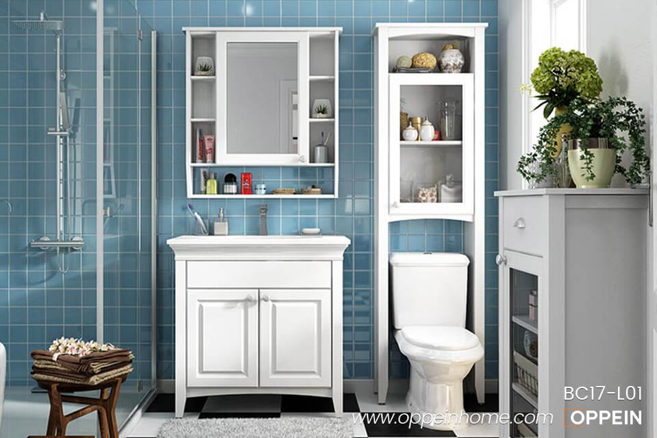A relevant stock photo of bathroom storage manufacturer in a typical setting.