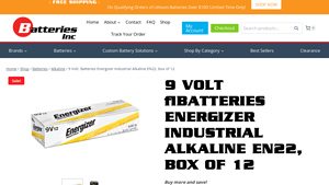 Energizer EN22 9V Alkaline Battery – Long-Lasting Power (12-Pack) - 9v bulk