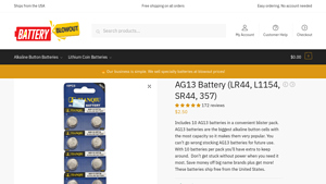AG13 Battery (LR44, L1154, SR44, 357) - BatteryBlowout.com - ag13 battery bulk