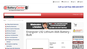 Energizer L92 Lithium AAA Battery - Bulk - triple a batteries bulk