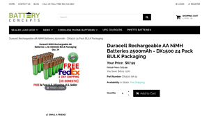 Duracell AA NiMH Rechargeable Batteries 24 Pack - FedEX 2 Day - rechargeable aa batteries bulk