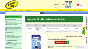 Loopacell CR1620 replacement battery - BatteryGuy - cr1620 bulk