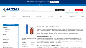 CR123A Batteries - Battery Junction - 123 battery bulk