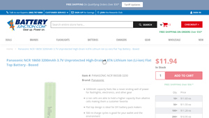 Panasonic NCR 18650 3200mAh Li-ion Battery - ncr18650b bulk