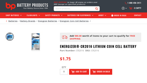 Energizer® CR2016 Lithium Coin Cell Battery - cr2016 bulk