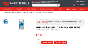 Energizer® CR2450 Lithium Coin Cell Battery - cr2450 bulk