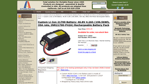 Custom Li-Ion 21700 Battery: 46.8 V 4.2 Ah (196.56 Wh, 35A rate ... - 21700 battery bulk