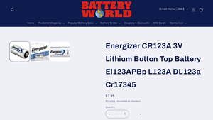 Energizer CR123A 3V Lithium Button Top Battery El123APBp ... - 123 battery bulk