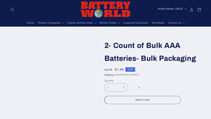 2- Count of Bulk AAA Batteries- Bulk Packaging - triple a batteries bulk