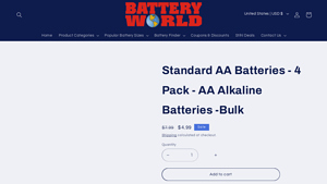 Standard AA Batteries - 4 Pack - AA Alkaline Batteries -Bulk - aa batteries bulk