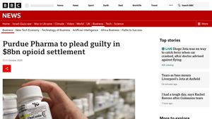 Purdue Pharma to plead guilty in $8bn opioid settlement - oxycontin manufacturer