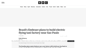 Brazil's Embraer plans to build electric flying taxi factory near ... - BBC - brazil plane manufacturer