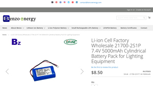 Li-ion Cell Factory Wholesale 21700-2S1P 7.4V 5000mAh ... - 21700 battery bulk